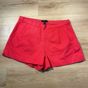 J. Crew Coral Red Pleat Preppy Dress Shorts Women’s Size 2 100% Cotton